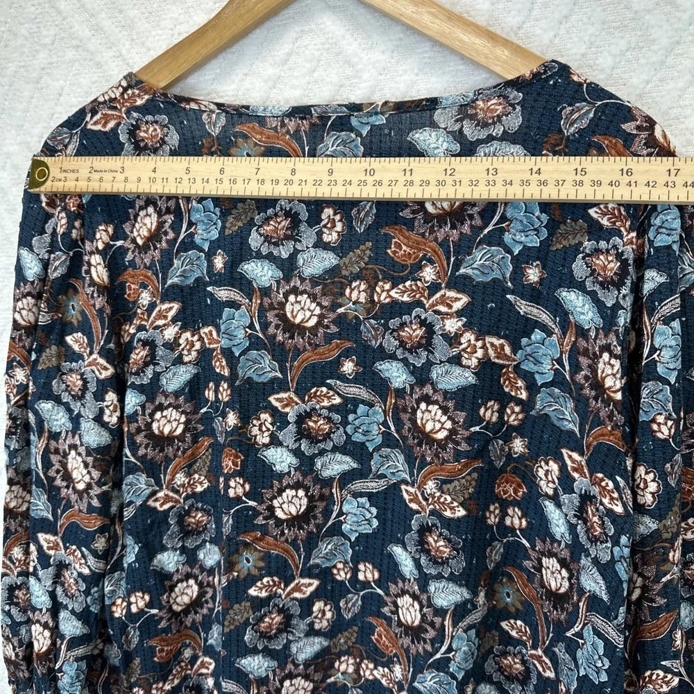 Papermoon Floral 3/4 Sleeve Peasant Top Hippie Boho Womens Size L - Picture 4 of 9